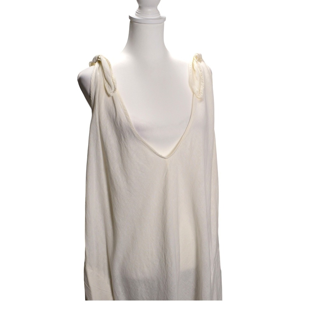 Peyton & Parker Cream Tie Shoulder Dress Swim Coverup Women's 3X Linen Rayon‎